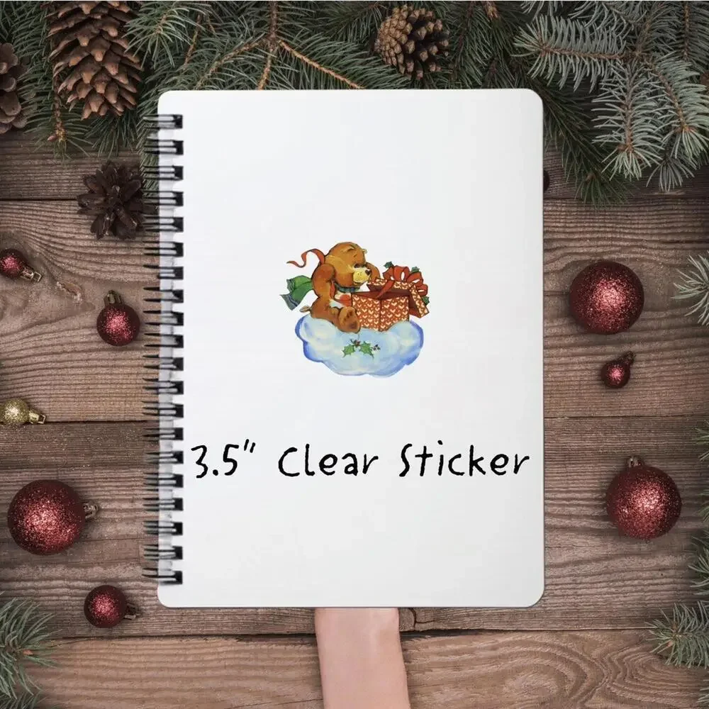 Care Bears Sticker SET OF 5, Clear Decals 3.5” Bear Cousins Christmas Series 1